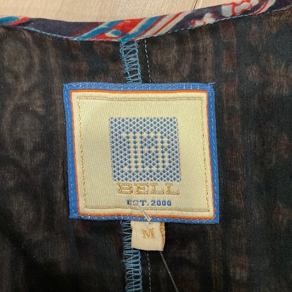 BELL by Alicia soft silk cotton tiered teal pink floral dress M - Picture 6 of 16